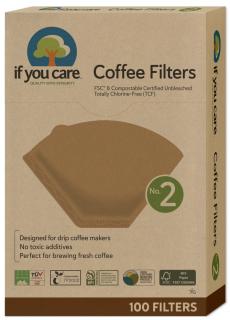 Filtre de cafea marimea 2, nealbite, fara clor, compostabile, 100buc, If You Care