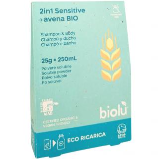 Gel de dus - sampon Sensitive BIO pudra 25g, eco-refill, Biolu