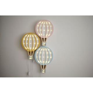 Lampa din lemn si LED cu dimmer, temporizator Balon cu aer cald, Powder Pink