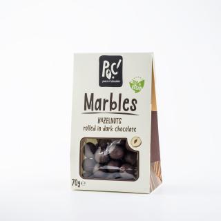 Marbles alune de padure acoperite cu ciocolata neagra, ecologice 70g