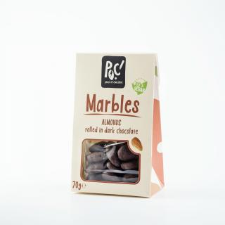 Marbles migdale acoperite cu ciocolata neagra, ecologice 70g