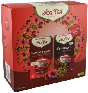 Pachet 1X Ceai Bio Sprijin Imunitar, 17 Pliculete X 1,8G (30,6G) + 1X Ceai Bio Echinacea, 17 Pliculete 30.6 G Yogi Tea