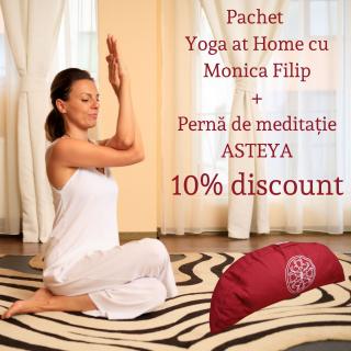 Pachet Program Yoga at Home cu Monica Filip + Perna de meditatie semiluna ASTEYA