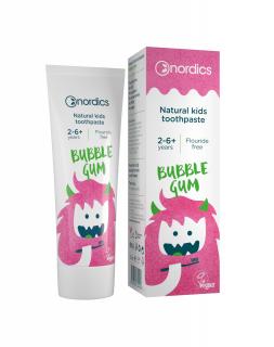 Pasta de dinti, fara fluor, bubble gum pentru copii, Nordics, 50 ml
