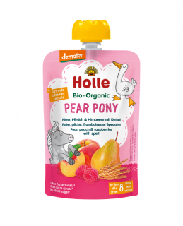 Pear Pony - Piure de pere, piersici si zmeura cu grau spelta BIO, 100g
