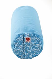 Perna de meditatie Asteya Bolster cilindrica Sky Blue 50x20cm cu husa detasabila si umplutura naturala din spelta + meditatie ghidata cadou