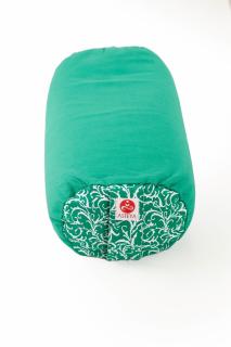 Perna de meditatie Asteya Bolster ovala Emerald Green 50x20cm cu husa detasabila si umplutura naturala din spelta + meditatie ghidata cadou