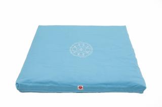 Perna de meditatie Asteya Zabuton Sky Blue 60x70x7cm cu husa detasabila si umplutura din lana de bumbac + meditatie ghidata cadou