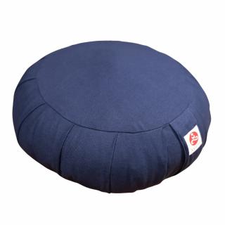 Perna de meditatie Zafu rotunda plisata Navy Blue, ASTEYA, 36x12cm cu husa detasabila si umplutura naturala din pleava de grau spelta + meditatie ghidata cadou