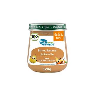 Piure de pere, banane si morcov, bio, 120g, Erdbar