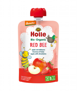 Red Bee - Piure de fructe cu mere si capsuni BIO, 100g