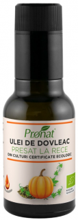 Ulei de dovleac presat la rece din seminte neprajite (crude), BIO 100ml