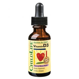 Vitamina D3 500UI pentru copii cu aroma de fructe de padure ChildLife Essentials 30ml