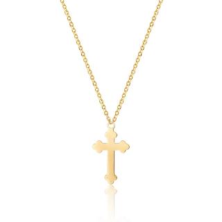 Colier cruce din aur 14k, aur galben, Dimensiune lant 45-50 cm, Dimensiune pandantiv cruce 1.4 cm