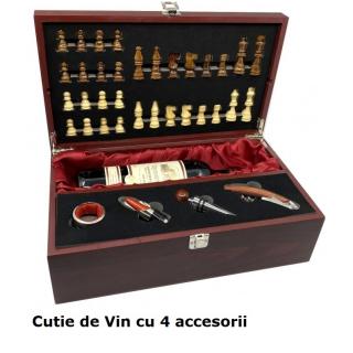 Cutie Vin cu Accesorii si Sah (fara sticla de vin)