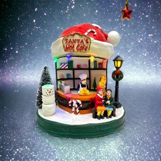 Decoratiune Christmas Santa s Hot Cafe cu muzica si lumini