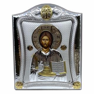 Icoana Iisus Hristos placata cu Argint 21 x 26 cm Made in Grecia