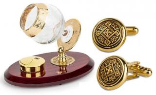 Set Incalzitor de Cognac de Lux by Credan si Butoni Gold Round by Credan