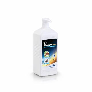 MacroCream - Recipient 1000ml cu pompa - 330 spalari, Crema cu abrazivi naturali de curatat mainile pentru murdarie persistenta 1000 ml.Certificat ISO 9001 si ISO 14001.