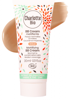 BB cream BIO matifiant Gold(piele normala si mixta), cu extract tea tree si zinc Charlotte Bio