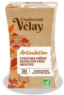 Ceai BIO cu ulei esential pentru articulatii (curcuma, cretusca, frunze frasin) Velay