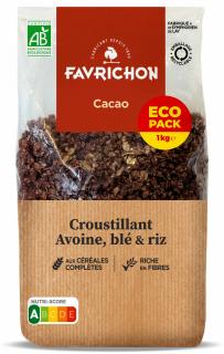 Musli crocant BIO cu cereale integrale si cacao, format economic Favrichon