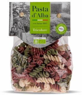 Paste tricolore fusilli BIO din orez, spanac si sfecla rosie Pasta d Alba