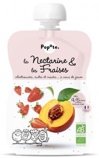 Piure BIO cu 85% nectarine si 15% capsuni, +4 6 luni Popote