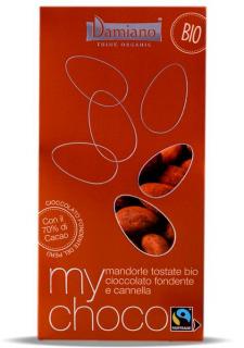 Praline BIO de migdale invelite in ciocolata neagra cu scortisoara Damiano