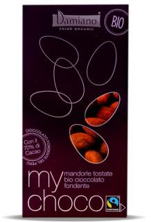 Praline BIO de migdale invelite in ciocolata neagra Damiano