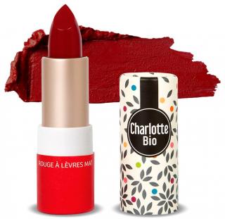 Ruj BIO mat Rouge Passion, cu unt shea, ulei ricin si unt jojoba Charlotte Bio