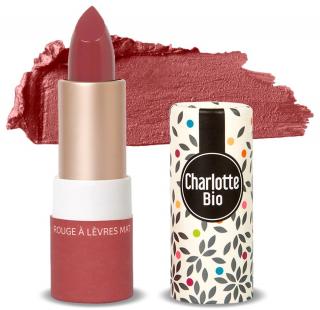 Ruj BIO mat Rouge Rose, cu unt shea, ulei ricin si unt jojoba Charlotte Bio