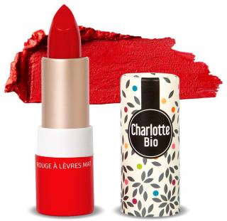 Ruj BIO mat Vrai Rouge, cu unt shea, ulei ricin si unt jojoba Charlotte Bio