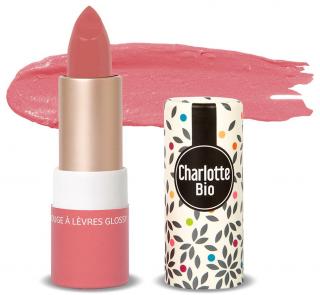 Ruj BIO stralucitor Rosewood, cu unt shea, ulei ricin si ceara vegetala Charlotte Bio