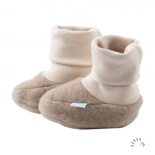 Botosei bebelusi din lana merino fleece- Beige Melange