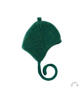 Caciula copii lana merino fleece- Dark Green Melange