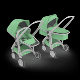 Carucior 2 In 1, Greentom, 100% Ecologic, Grey Mint