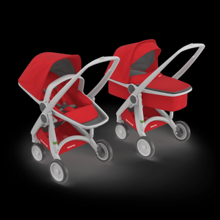 Carucior 2 In 1, Greentom, 100% Ecologic, Grey Red