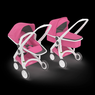 Carucior 2 In 1, Greentom, 100% Ecologic, White Pink