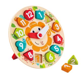 Ceas din Lemn si Puzzle Forme Geometrice
