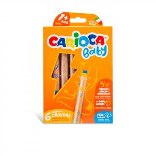 Creioane colorate cu varf moale, pentru bebelusi,  3 in 1 Carioca Baby 1an+ 6 culori   set