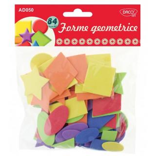 Forme geometrice din carton buretat multicolor,  84 set