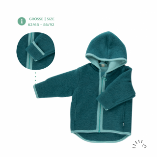 Jacheta copii din lana merino fleece- Milo Emerald