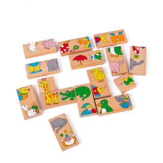 Joc Domino din lemn cu 2 functii: puzzle  domino