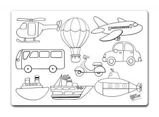 Plansa de colorat reutilizabila din silicon - Vehicule
