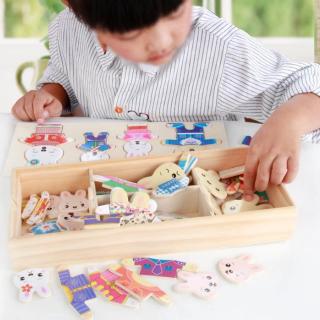 Puzzle Lemn - Imbraca familia de Iepurasi