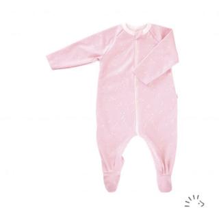 Salopeta pijama cu fermoar, din bumbac organic- Pink