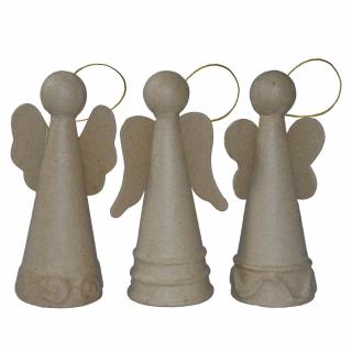 Set 3 figurine ingeras din carton, machetat, pentru pictat, 10 cm