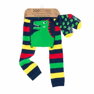 Set pantaloni si soseste antiderapante, Zoocchini, 12-18 Luni, Dino