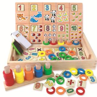 Tabla educativa Montessori cu cifre, din lemn